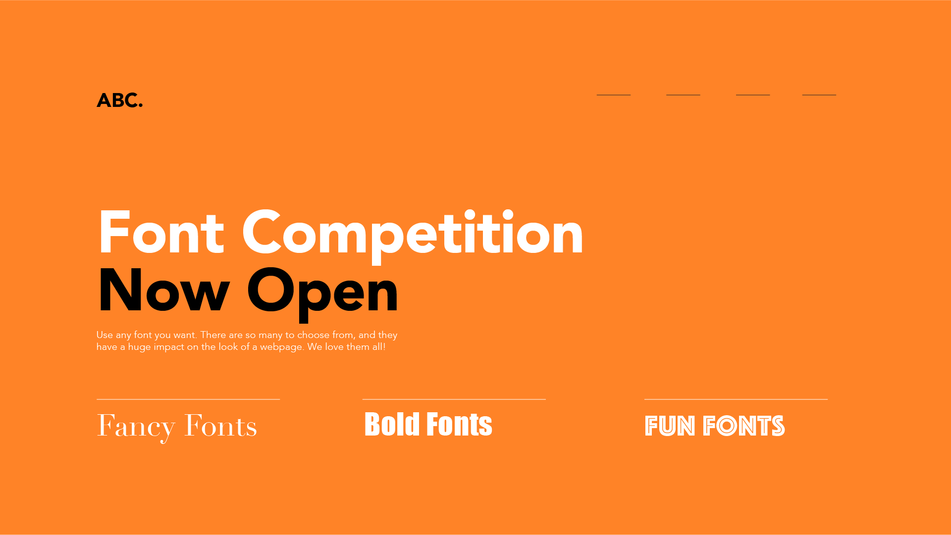 A webpage with fonts A webpage with fonts